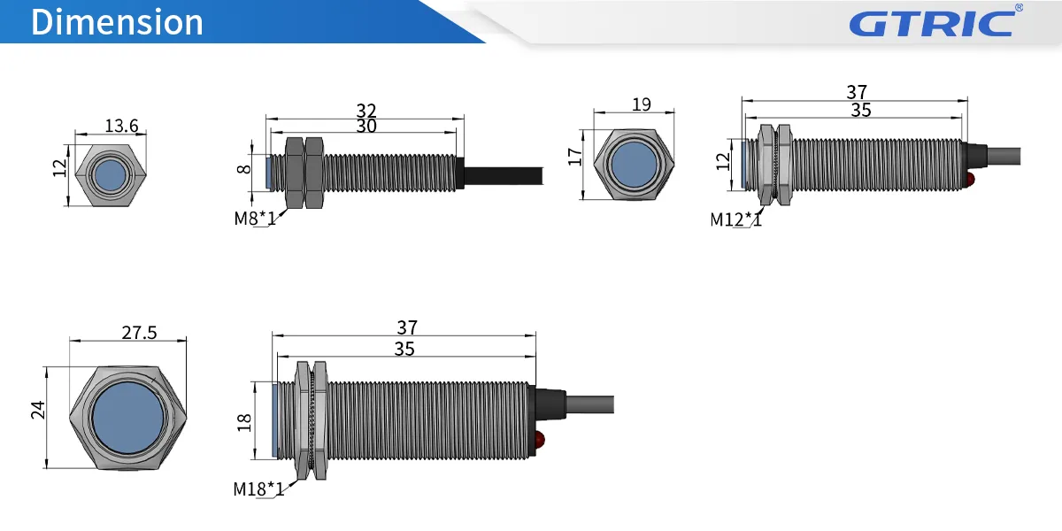 kích thước cảm biến tiệm cận