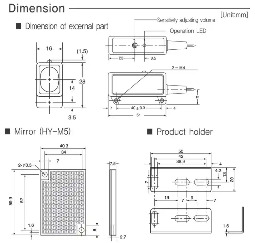 kích thước cảm biến PN-M1