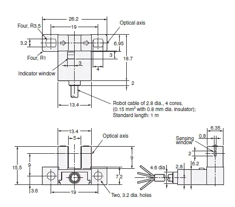 kích thước EE-SX671-WR 1M