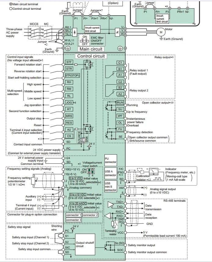 sơ đồ mạch điều khiển FR-F840-0.75K-1