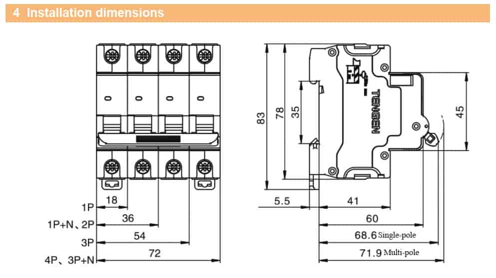 kích thước mcb tengen