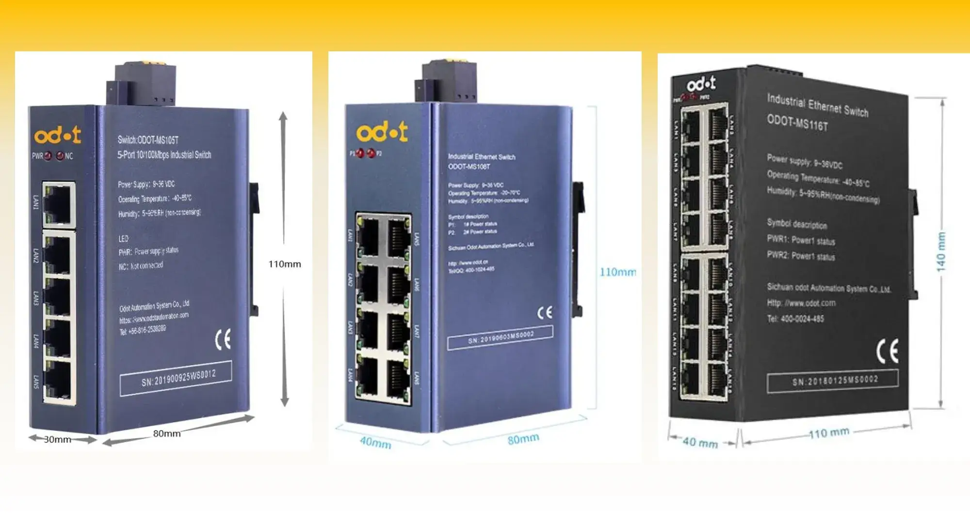 kích thước bộ chia mạng swich odot