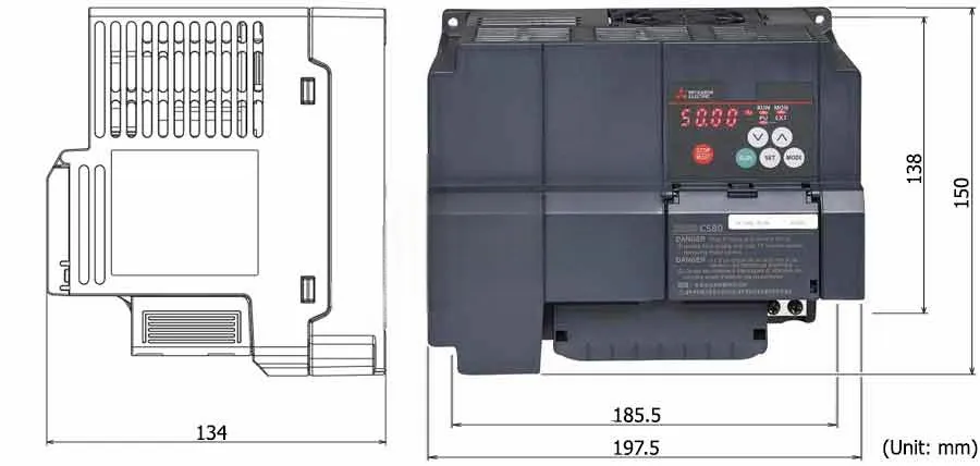 Kích thước lắp đặt Biến Tần Mitsubishi FR-CS84-160-60