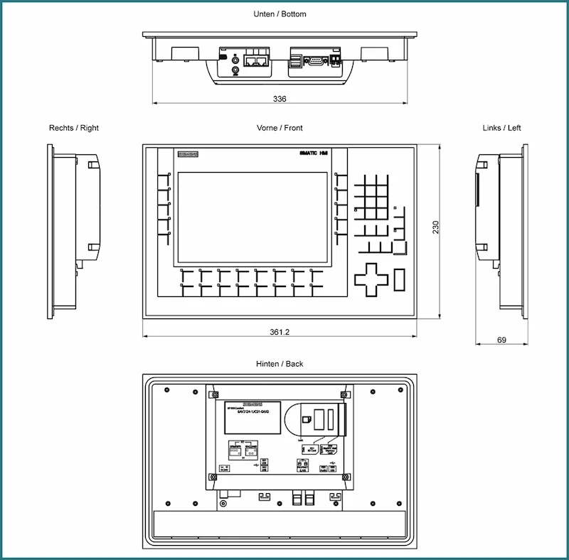 kích thước màn hình 6AV2124-1JC01-0AX0