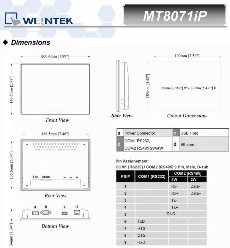 Tín hiệu màn hình hmi Weintek