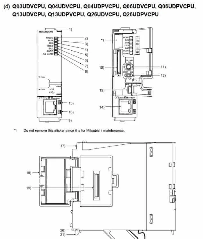 Kích thước dòng plc Q03UDVCPU