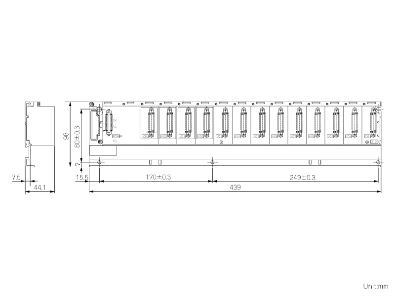 Bản vẽ kích thước của Đế Cắm Main Base Q312DB