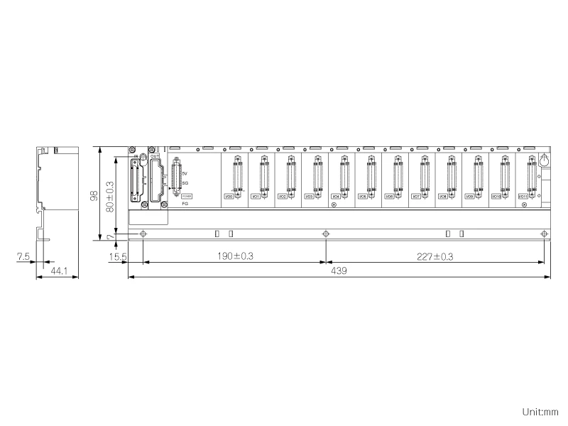 Bản vẽ kích thước của Đế Mở Rộng Q612B