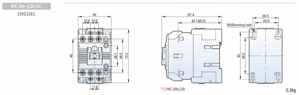 Bản vẽ kích thước Khởi động từ Contactor LS MC-12b