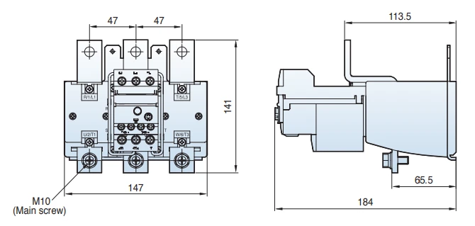 Bản vẽ kích thước Rơ le nhiệt LS MT-225 Frame 225AF