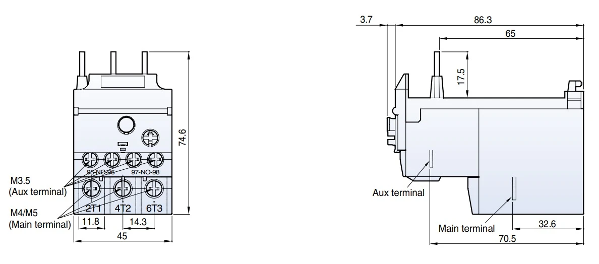 Kích thước Rơ Le Nhiệt LS MT-32 (1.6-2.5A)