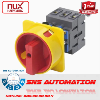 MAS-025A Công Tắc Nguồn Hanyoung 3 Pha 25A (Tay Vặn Đỏ/Vàng)