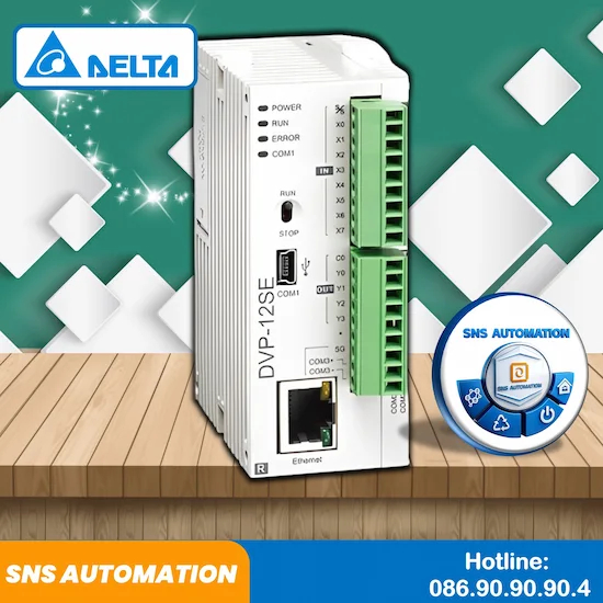 DVP12SE11R PLC Delta 8 Ngõ Vào 4 Ngõ Ra Relay Tích Hợp Ethernet