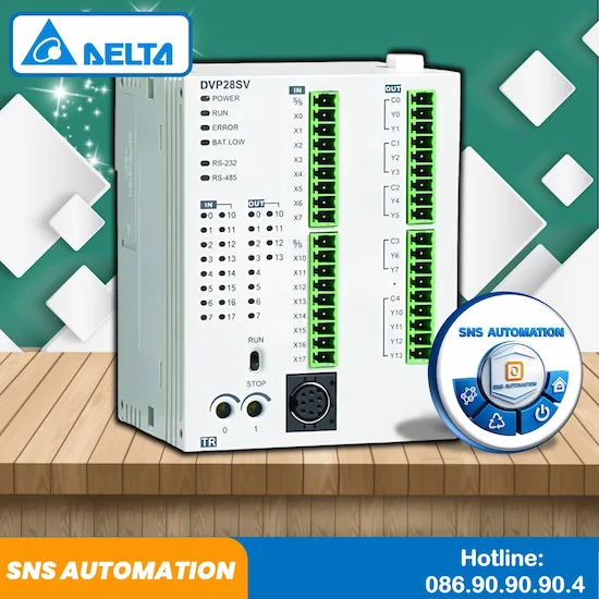 DVP28SV11R2 PLC Delta 16 Ngõ Vào 12 Ngõ Ra Relay Chính Hãng, Hiệu Năng Cao