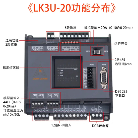 Bộ lập trình PLC LK3U-20-4AD-2DA