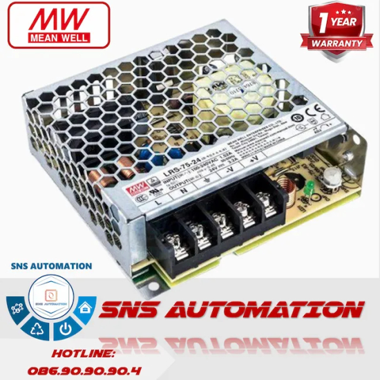 LRS-75-24 Nguồn Tổ Ong Meanwell 75W (24VDC, 3.2A, Auto-Range)