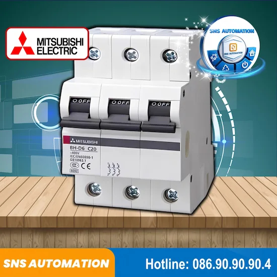 Cầu Dao Điện BH-D6 3P 32A Type C N Mitsubishi Chính Hãng