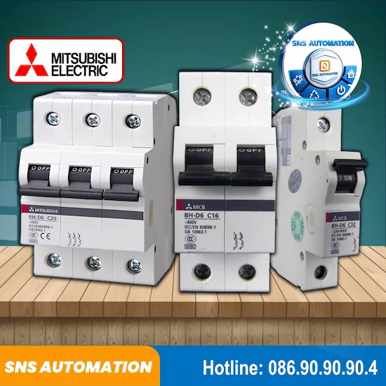Cầu Dao Điện BH-D6 1P 25A Type C N Mitsubishi Chính Hãng