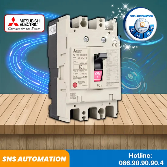 Cầu Dao Tự Động Dạng Khối NF63-CV 3P 60A - Icu 5kA | MCCB Mitsubishi Chính Hãng