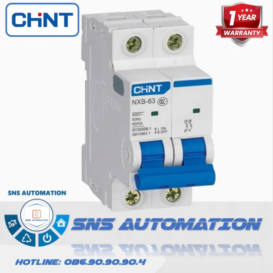 NXB-63 2P C16 6kA Aptomat Chint 16A – MCB 2 Cực Bảo Vệ Điện 1 Pha Công Suất Trung Bình