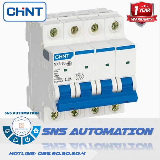 NXB-63 4P C10 6kA Aptomat Chint | MCB 4 Pha 10A Bảo Vệ Toàn Diện