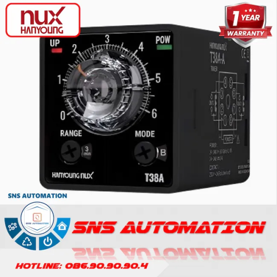 T38A-1N-A Hanyoung Rơ Le Thời Gian | Timer Đa Năng 10 Giờ (Size Mini 38x42mm)