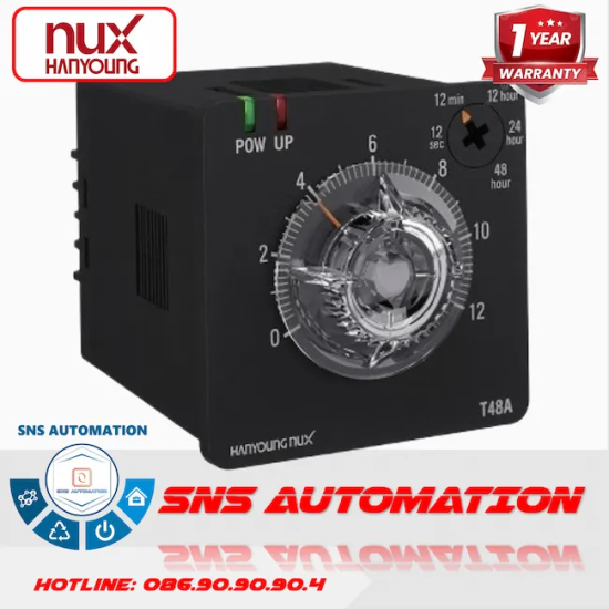 T48A-6B-A Hanyoung Rơ Le Thời Gian | Timer Analog 6 Giờ (Ngõ Ra Tức Thời + Trễ)