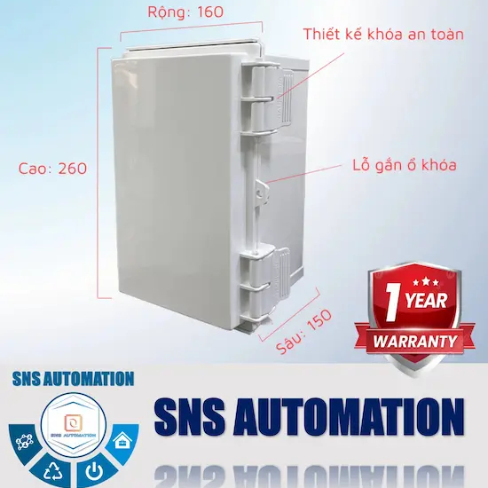 Tủ Điện Nhựa ABS 160x260x150mm - Vỏ Tủ Điện Chống Nước, Độ Bền Cao
