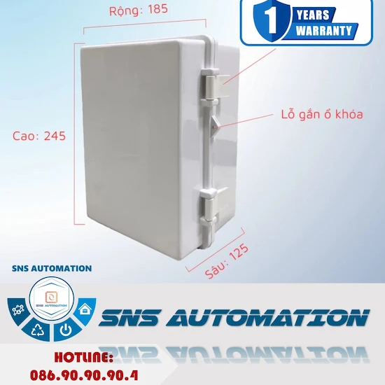 Vỏ tủ điện nhựa ABS 185x245x125mm - Hộp điện chống nước IP65 chất lượng cao