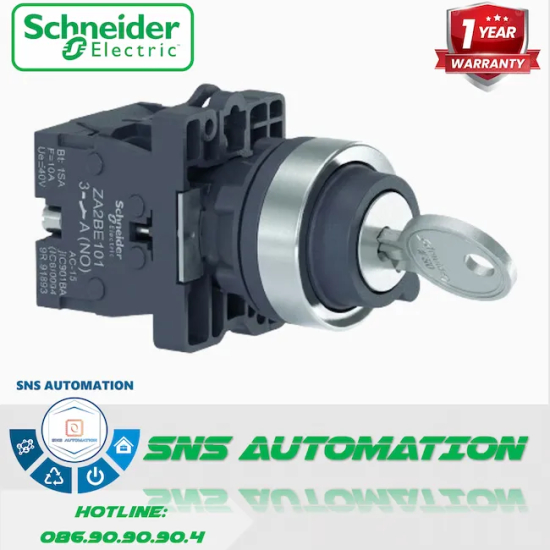 XA2EG21 Công Tắc Xoay 2 Vị Trí Có Khóa Schneider (Phi 22, Tự Giữ, 1NO)